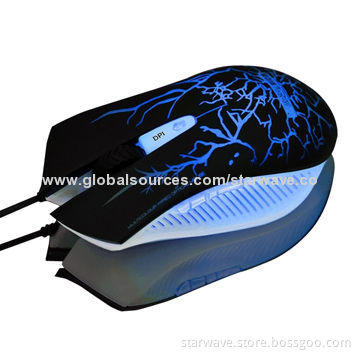 Hot-selling Large 6D Wired Optical Game Mouse with 1,200/1,600DPI Resolutions